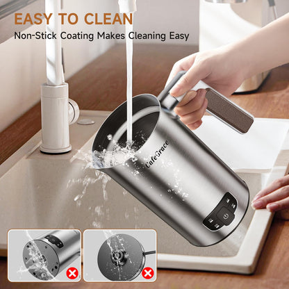 Milk Frother, 4-in-1 Milk Frother and Steamer, Electric Milk Steamer with Keep Warm Function, Automatic Warm and Cold Foam Maker for Coffee, Latte, Hot Chocolate, Macchiato, Cappuccinos