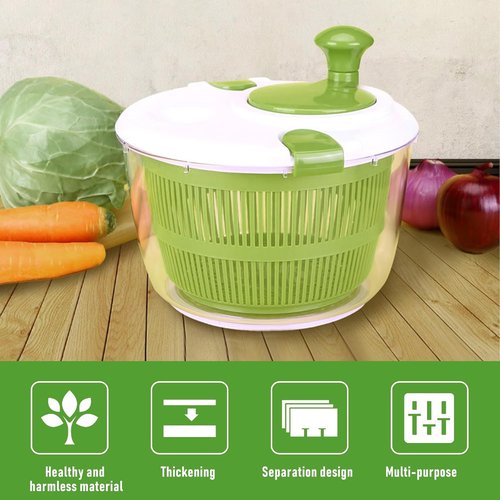 Large Salad Spinner - 5 Qt Capacity | Manual Vegetable Dryer with Double-Lock Handle