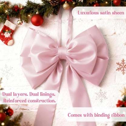 Skiennix 75x19 Inch Big Pink Bow Christmas Tree Topper - Giant Coquette Decor for Parties & Events