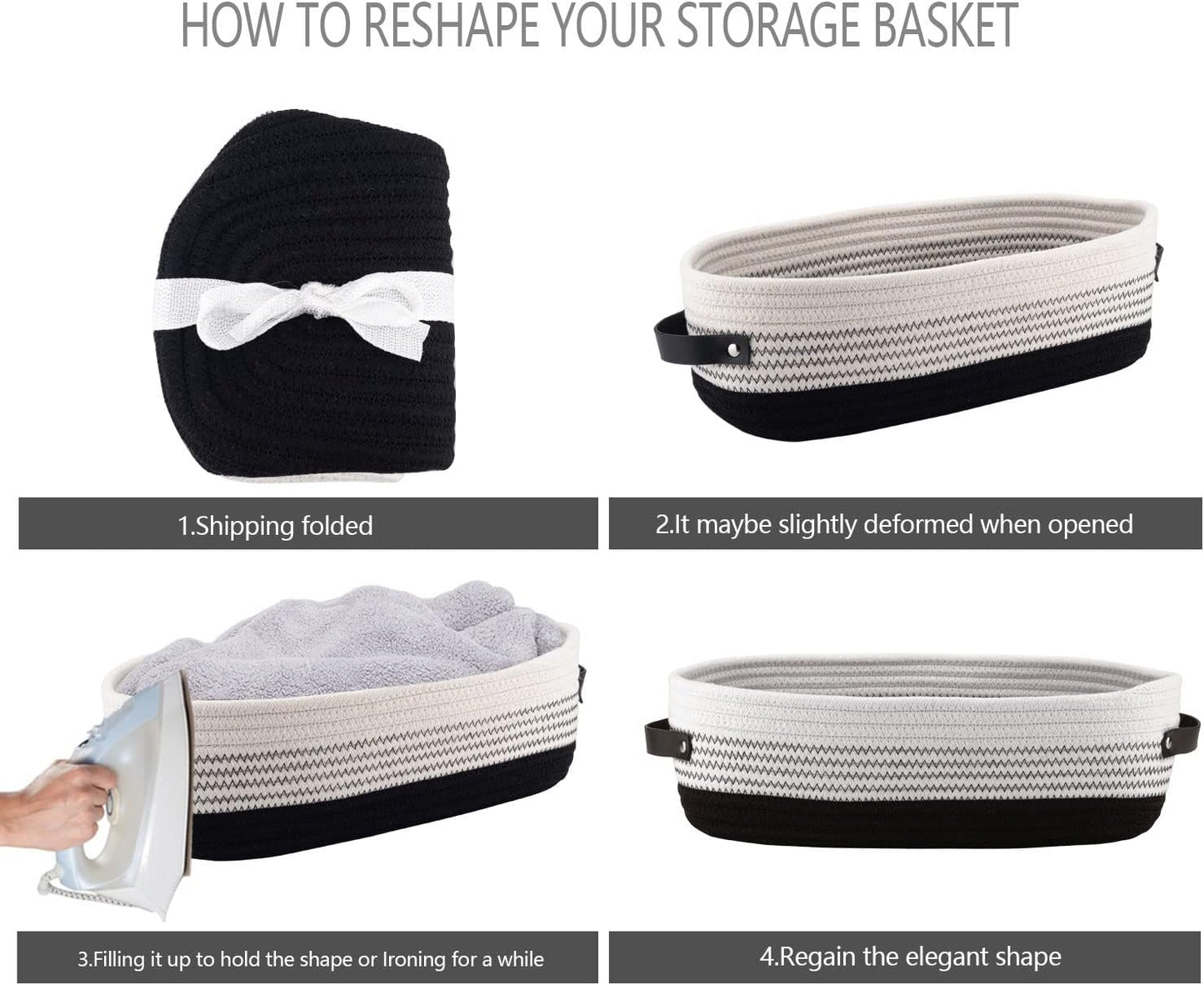 Regine Switzerland Cotton Rope Toilet Basket - Stylish Bathroom Decor & Organizer | 13"x5.9"x4", Black