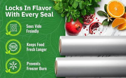 EverFresh Vacuum Sealer Rolls - 11" x 25' | 15% Thicker Embossing | BPA-Free, Compatible with FoodSaver