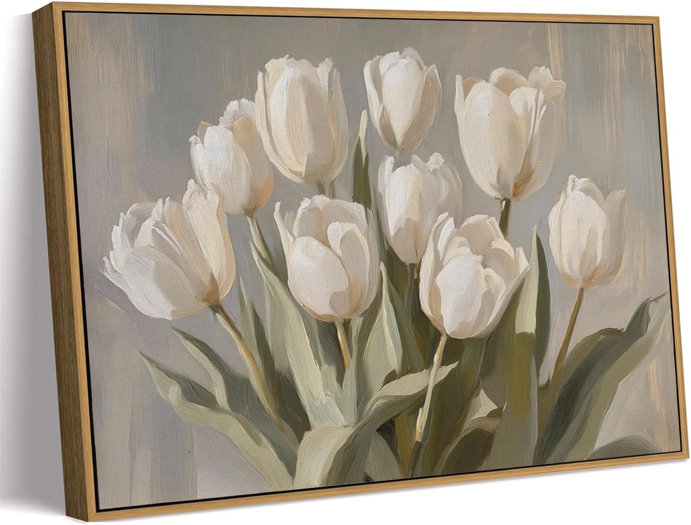MTFBWY Vintage Tulip Wall Art - Sturdy Framed Botanical Canvas Print | Antique Flower Oil Painting, 8x10 Inch