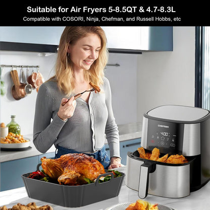 Skiennix 9-Inch Silicone Air Fryer Liners - Reusable Baking Accessories for Ninja & Cosori | 2 Pack