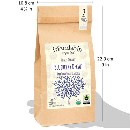 Friendship Organics Blueberry Decaf Tea Bags, Organic and Fair Trade 36 Count