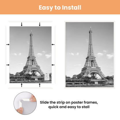 upsimples 20x30 Picture Frame White 3 Pack, Scratch-Proof Poster Frames 20 x 30 for Photo Gallery - Slide-In Strips, Horizontal or Vertical Wall Mounting