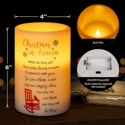 Flameless Memorial Candle - Real Wax LED Light with Timer | Sympathy Gift for Loss of Loved One (6" x 4")
