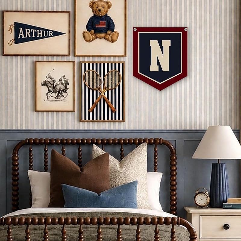 N Pennant Flag Personalized Baby Gifts for Toddler Boys Room Decor - N Variation