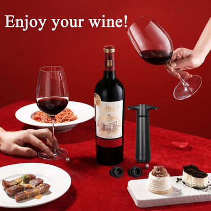 Wine Stoppers Vacuum with Pump, Keep Wine Fresh for up to 7 Days -1 Pump 4 Stopper, Wine Pumps and Wine Vacuum Stopper, Reusable for Wine Saver, Wine Stoppers for Wine Bottles