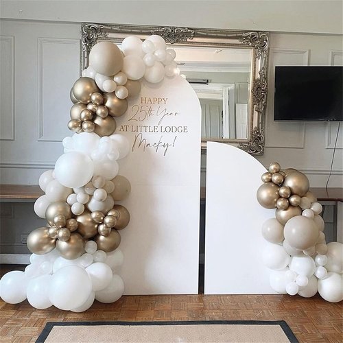 Champagne Gold & White Balloons - 60Pcs Metallic Beige, Pearl, & Ivory for Boho Wedding & Birthday Decor