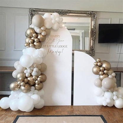 Champagne Gold & White Balloons - 60Pcs Metallic Beige, Pearl, & Ivory for Boho Wedding & Birthday Decor