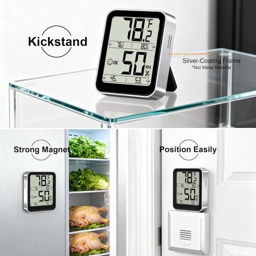 Antonki Digital Indoor Thermometer & Hygrometer - Accurate Temperature & Humidity Sensor with Max/Min Records - AAA Battery Included