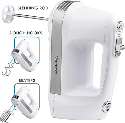 Kenmore 89109 Hand Mixer - 5-Speed Versatility in Elegant White Finish