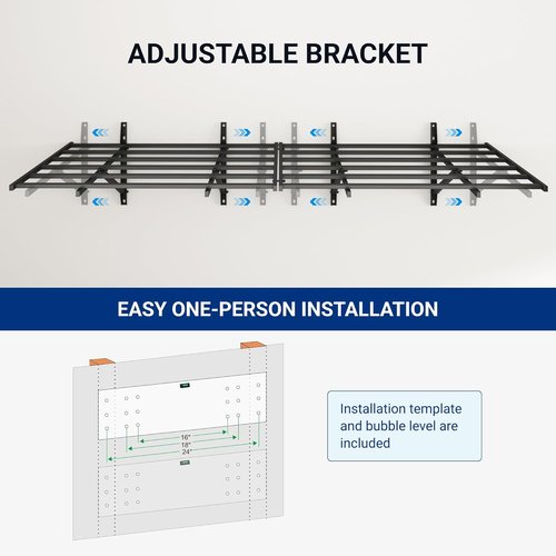 FLEXIMOUNTS Heavy Duty Garage Storage Wall Shelving - 1600lbs Capacity | 2 Pack 24x75 Inch Floating Racks