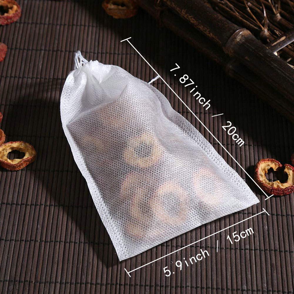 TamBee 200Pcs 5.9" x 7.87" Disposable Drawstring Tea infusers Tea Filter Bags for Loose Tea Herbs Spice Bags for Brew Tea Cold Brew Coffee（ 5.9" x 7.87" /15 x 20cm） (200)