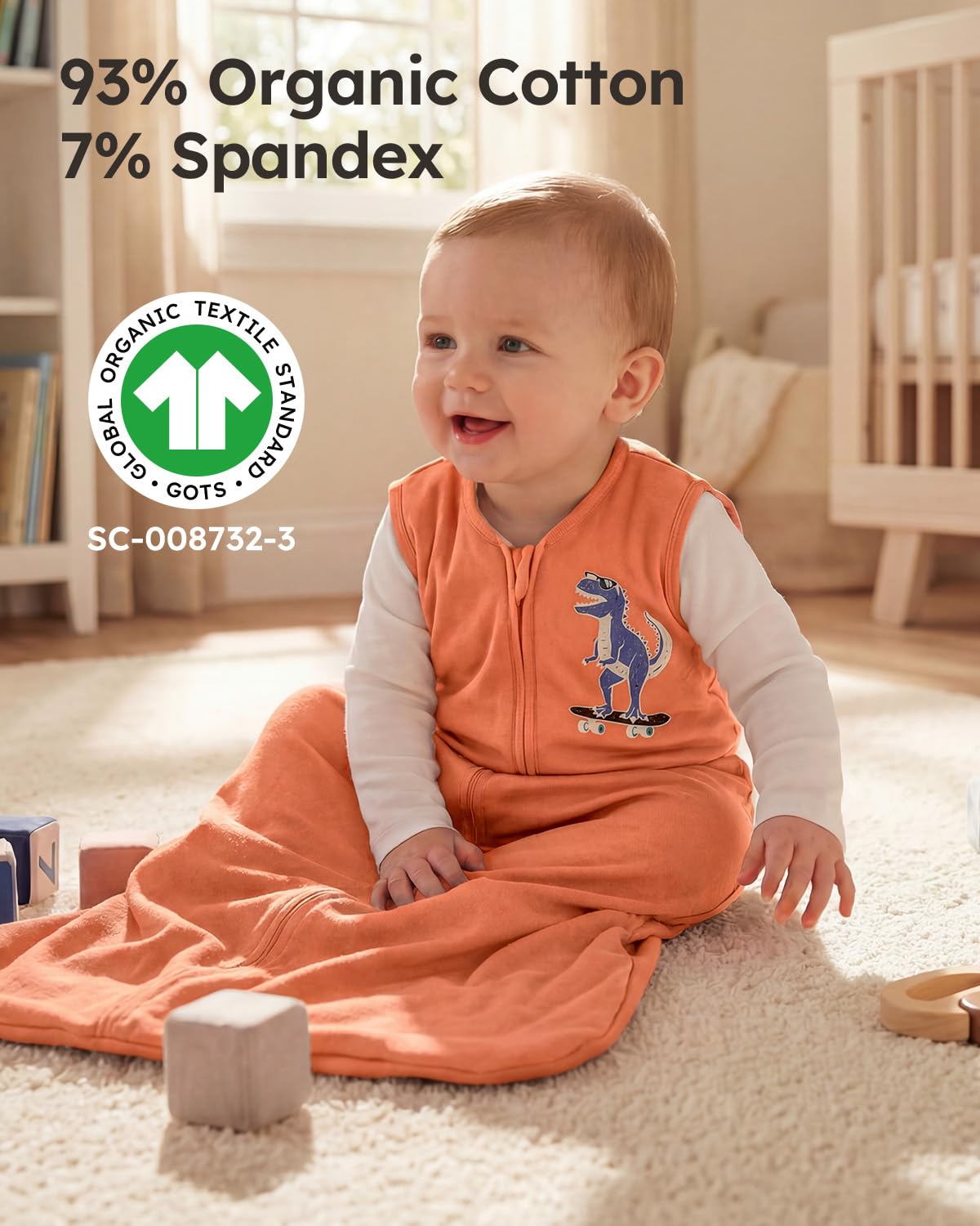 Yoofoss Baby Sleep Sack | 100% Organic Cotton Wearable Blanket for 6-12 Months | 2-Way Zipper, Soft & Lightweight, 3 Pack