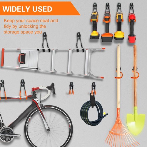 HUPBIPY Heavy Duty Garage Hooks - 26 Pack Wall Mount Storage Organizer for Tools, Ladders & Bikes