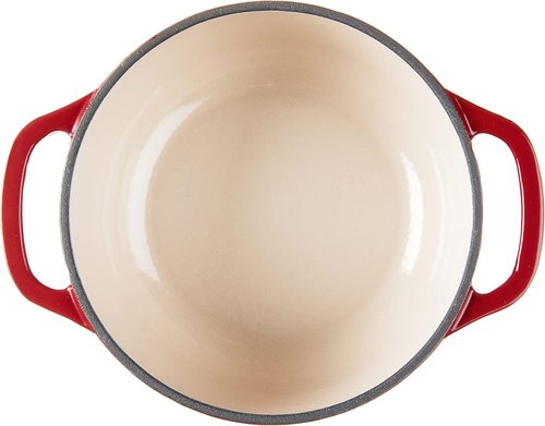 Lodge Enameled Cast Iron Dutch Oven - 1.5 Quart with Lid & Dual Handles - Oven Safe to 500°F - Red