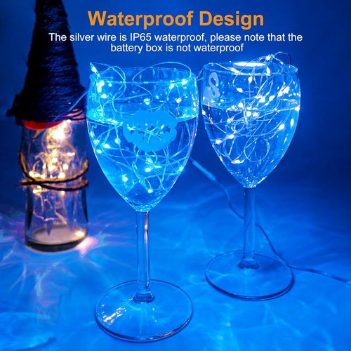 Btfarm 6 Pack Fairy Lights - Battery Operated 20 LED Twinkle String Lights | Waterproof Mini Silver Wire, Blue