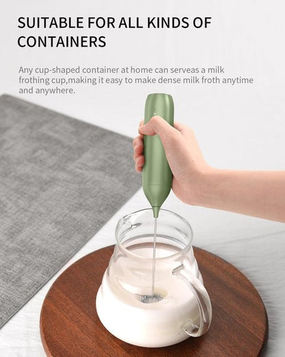 CIRCLE JOY Rechargeable Milk Frother - Handheld Coffee Mixer with Dual Spring Whisk | Green