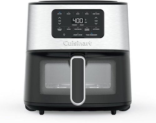 Cuisinart Air Fryer - 6-Quart Large Capacity with 5 Cooking Functions & Dishwasher-Safe Parts | Stainless Steel & Black