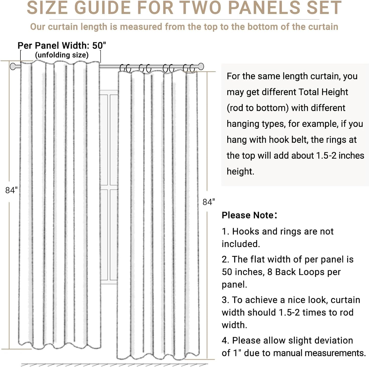 Skiennix 100% Blackout Linen Curtains - Thermal Insulated Drapes for Bedroom | 50" W x 90" L, Blush Pink