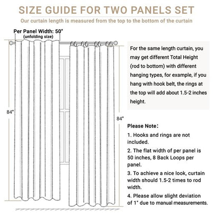 100% Blackout Shield Linen Blackout Curtains for Bedroom 84 Inches Long, Back Tab/Rod Pocket Living Room Drapes, Thermal Insulated Blackout Curtains 2 Panels Set, 50" W x 84" L, Bright White