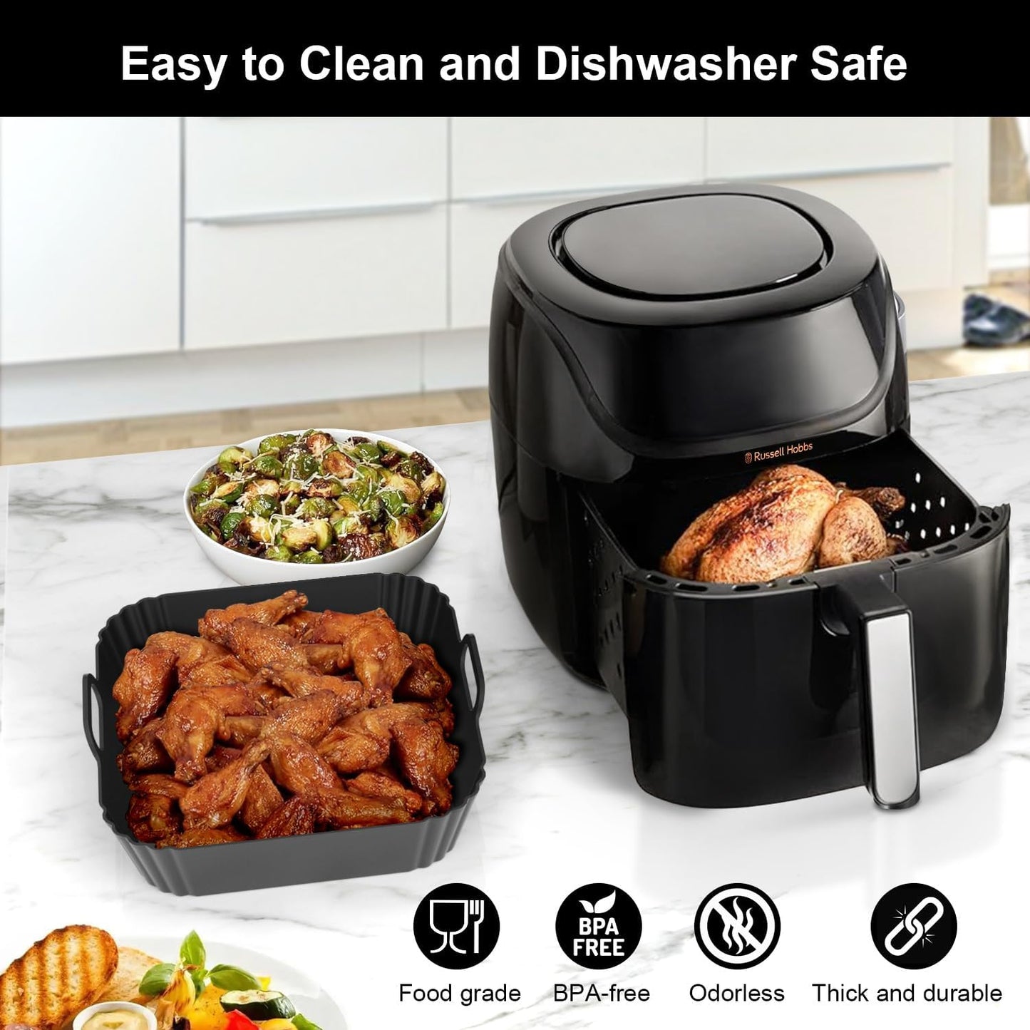 Skiennix 9-Inch Silicone Air Fryer Liners - Reusable Baking Accessories for Ninja & Cosori | 2 Pack