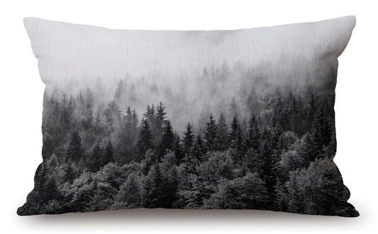 Misty Forests Farmhouse Pillow Covers 12" x 20" Lumbar Pillow Covers Home Decorative Cotton Linen Cushion Case for Sofa Couch Housewarming Family Room Décor