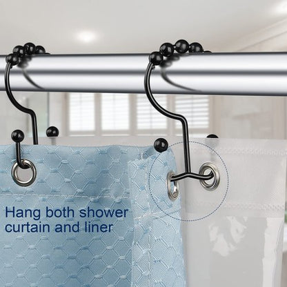 Gidse Shower Curtain Hooks,Sturdy Stainless Steel Double Sided Shower Hooks Rings for Bathroom Shower Curtain Rods Curtains Set of 12 Hooks - Matte Black