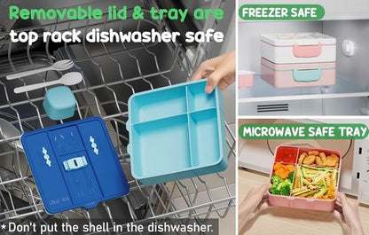 Fimibuke Bento Lunch Box - Leak Proof Toddler Container with 4 Compartments | BPA Free & Dishwasher Safe for Ages 3-12