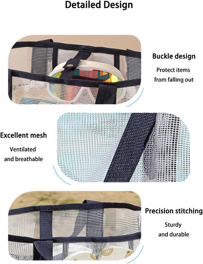 NAJIAKA Portable Mesh Shower Caddy Bag - Pink Organizer with 8 Pockets for College, Beach, Gym & Travel