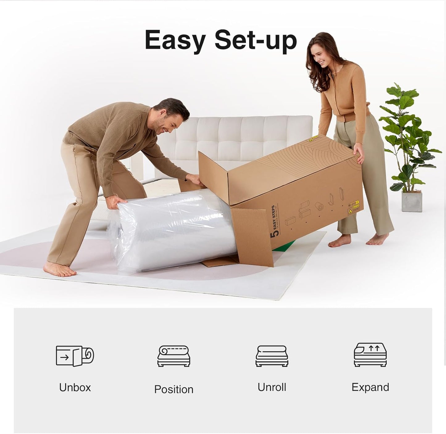Novilla 6 Inch Queen Mattress - Bonnell Spring Design for Spine Support | Cooling Adaptive Foam, Medium Feel