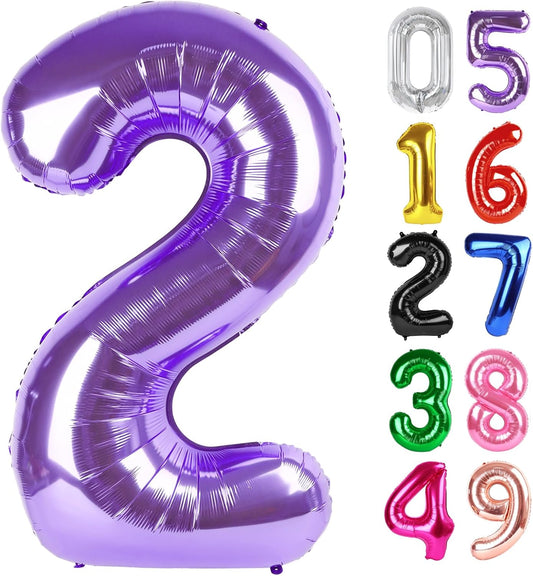 Purple Number 2 Balloon - 40 Inch 2nd Birthday Decoration for Toddlers | Sparkling Party Decor