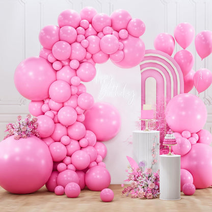 PartyWoo Pink Balloon Arch Kit - 127pcs Matte Pink Balloons in Various Sizes for Baby Showers & Celebrations