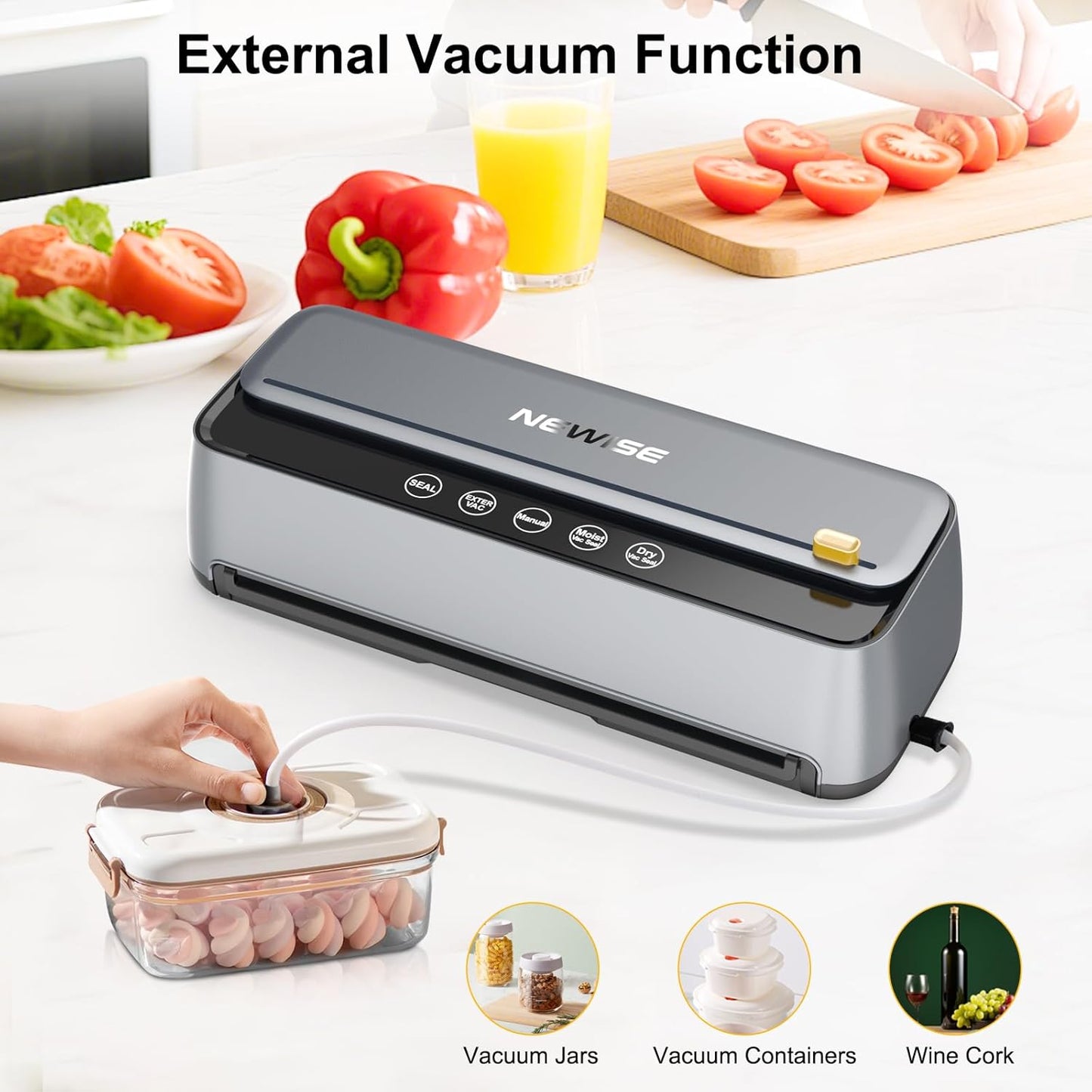 Vacuum Sealer Machine by [Brand Name] - 85Kpa Powerful Food Preservation with Built-in Cutter & Self-Cleaning Mode