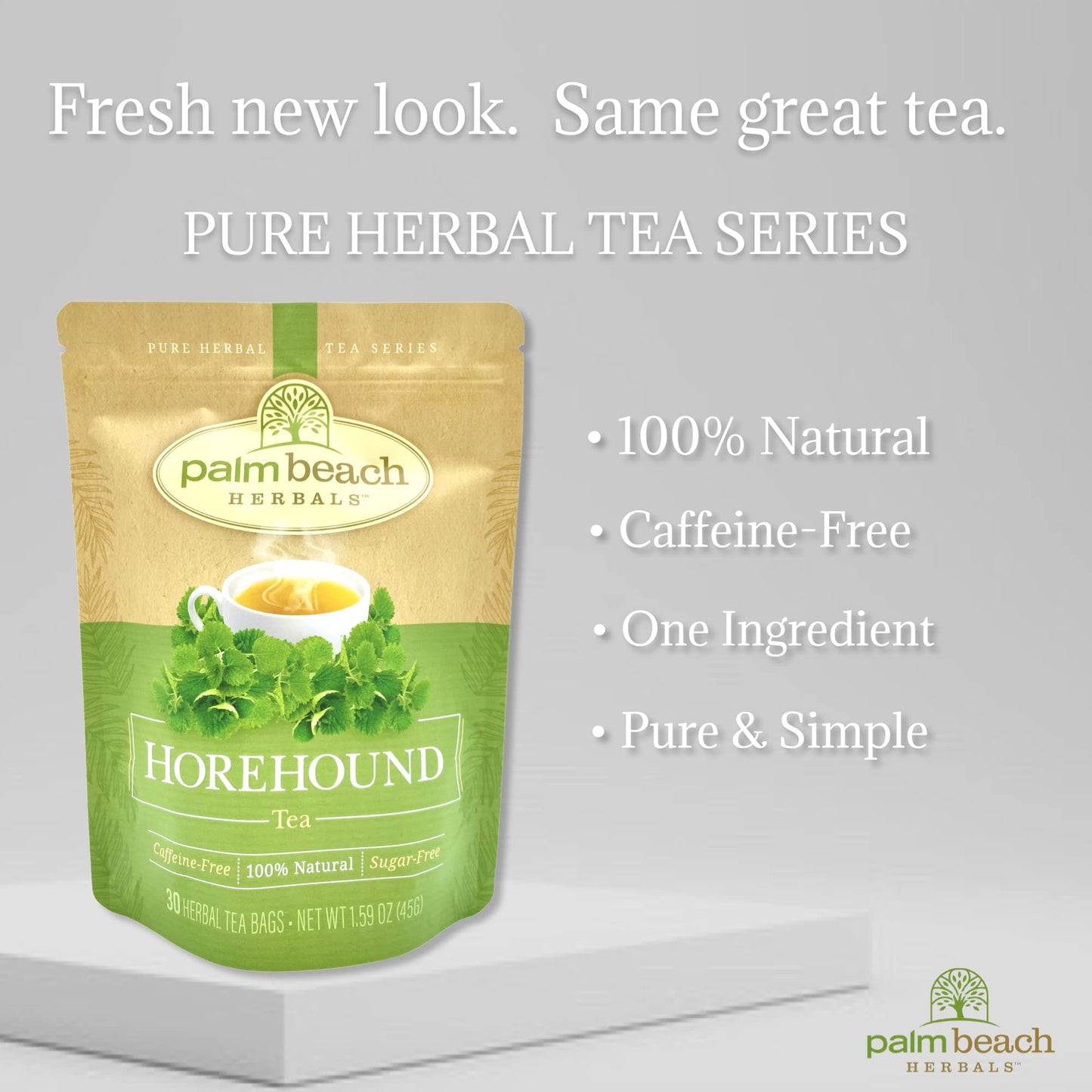 Horehound Tea by Palm Beach Herbals, 30 Count Tea Bags, Caffeine-Free | Pure Herbal Tea Series