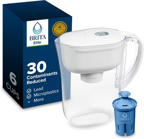 Brita Water Pitcher - Everyday Elite Filter Removes 99% of Lead | 10-Cup Capacity, White