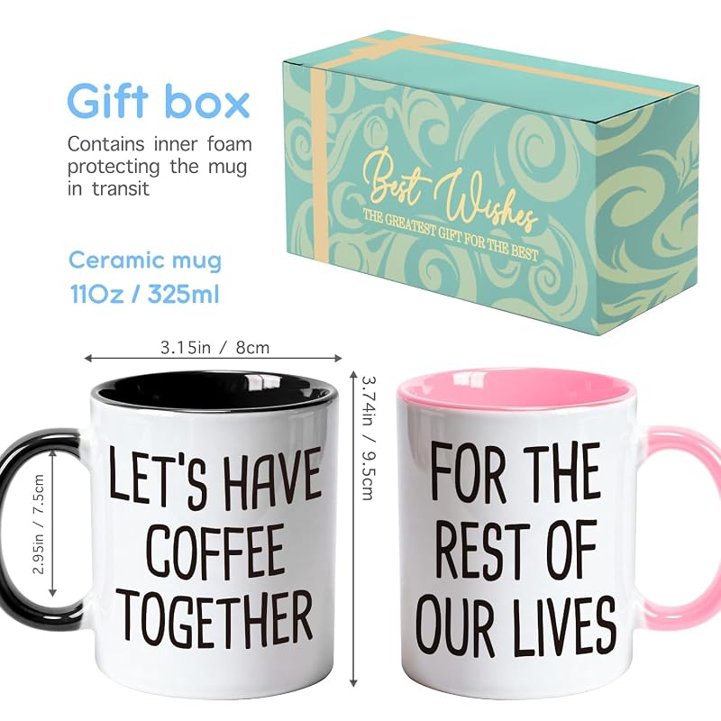 Two-Piece Coffee Mugs Gift Set for Couples – Eternal Love Quote 11oz Ceramic Cups