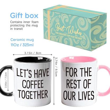 Two-Piece Coffee Mugs Gift Set for Couples – Eternal Love Quote 11oz Ceramic Cups