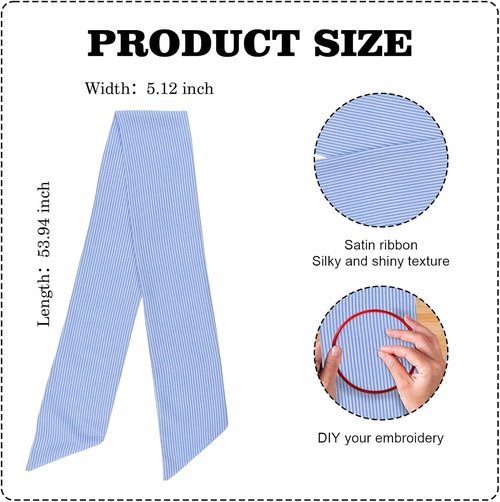 Blue Striped Wreath Sash - 5.12" Wide x 54.33" Long | Perfect for Baby Showers & Summer Weddings