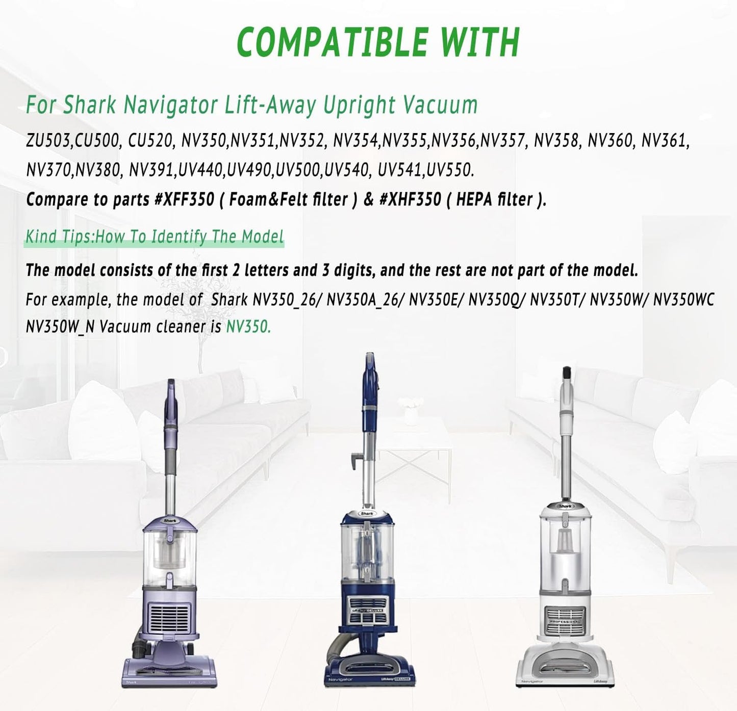 Shark Filter Replacement Parts - HEPA & Foam Filters for Navigator Lift-Away Vacuums | 2 HEPA + 4 Foam & Felt Filters