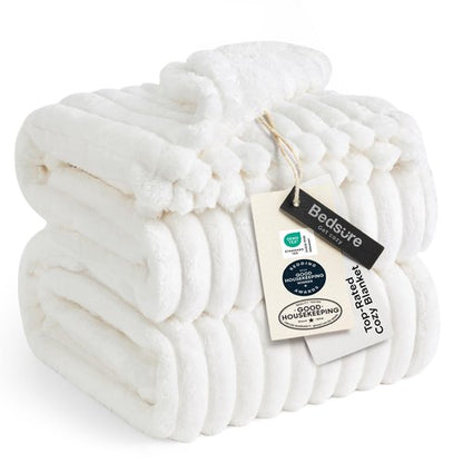 Bedsure GentleSoft Full Size Blanket for Bed - Cozy Soft Blankets for Women, Cute Large Fleece Throws for Girls, Off White, 84x90 Inches