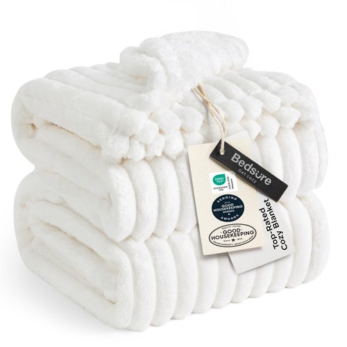Bedsure GentleSoft Full Size Blanket for Bed - Cozy Soft Blankets for Women, Cute Large Fleece Throws for Girls, Off White, 84x90 Inches