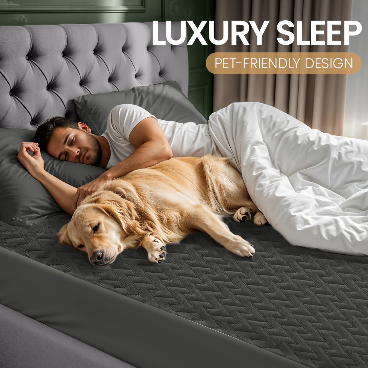 Utopia Bedding Waterproof Mattress Protector - Premium Soft Fabric, Twin Size (Gray), Fits 15" Deep