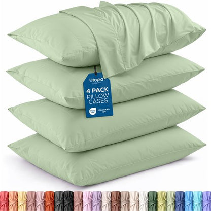 Utopia Bedding King Pillow Cases - 4 Pack - Envelope Closure - Soft Brushed Microfiber Fabric - Shrinkage and Fade Resistant Pillow Covers King Size 20 X 40 Inches (King, Sage)