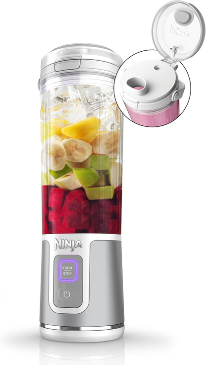 Ninja BC151WH Portable Blender - Cordless 18oz Personal Blender for Smoothies & Shakes | BPA-Free, Leakproof, USB-C Rechargeable, Dishwasher Safe