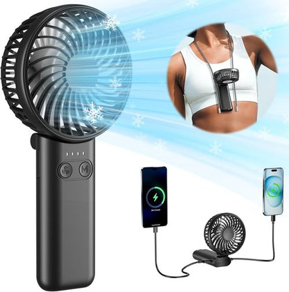 HandFan | Upgraded 5200mAh Portable Handheld Fan - 5 Speeds, 180° Foldable Design, Black