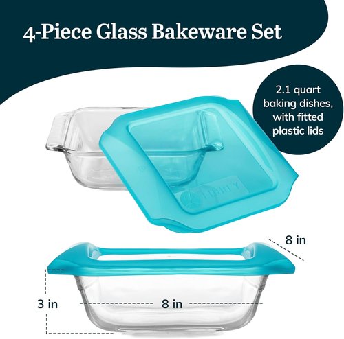 Libbey Premium Glass Baking Dish Set - 2 Stackable Casserole Dishes with Lids | Ideal for Lasagna & Brownies