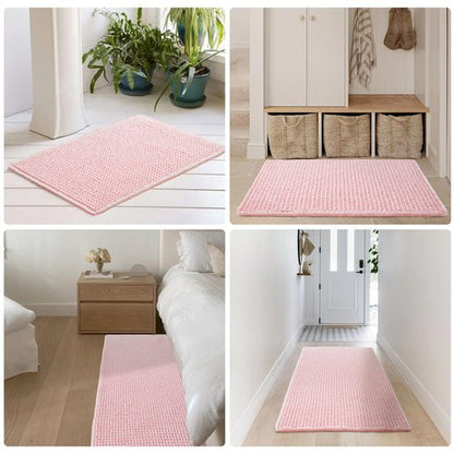 TYUU Light Peachy Pink Bathroom Rugs, Waffle Bath Mat Non Slip Washable Quick Dry Cute Bath Mat Boho Farmhouse Bathroom Decor, 30"x20" Light Peachy Pink