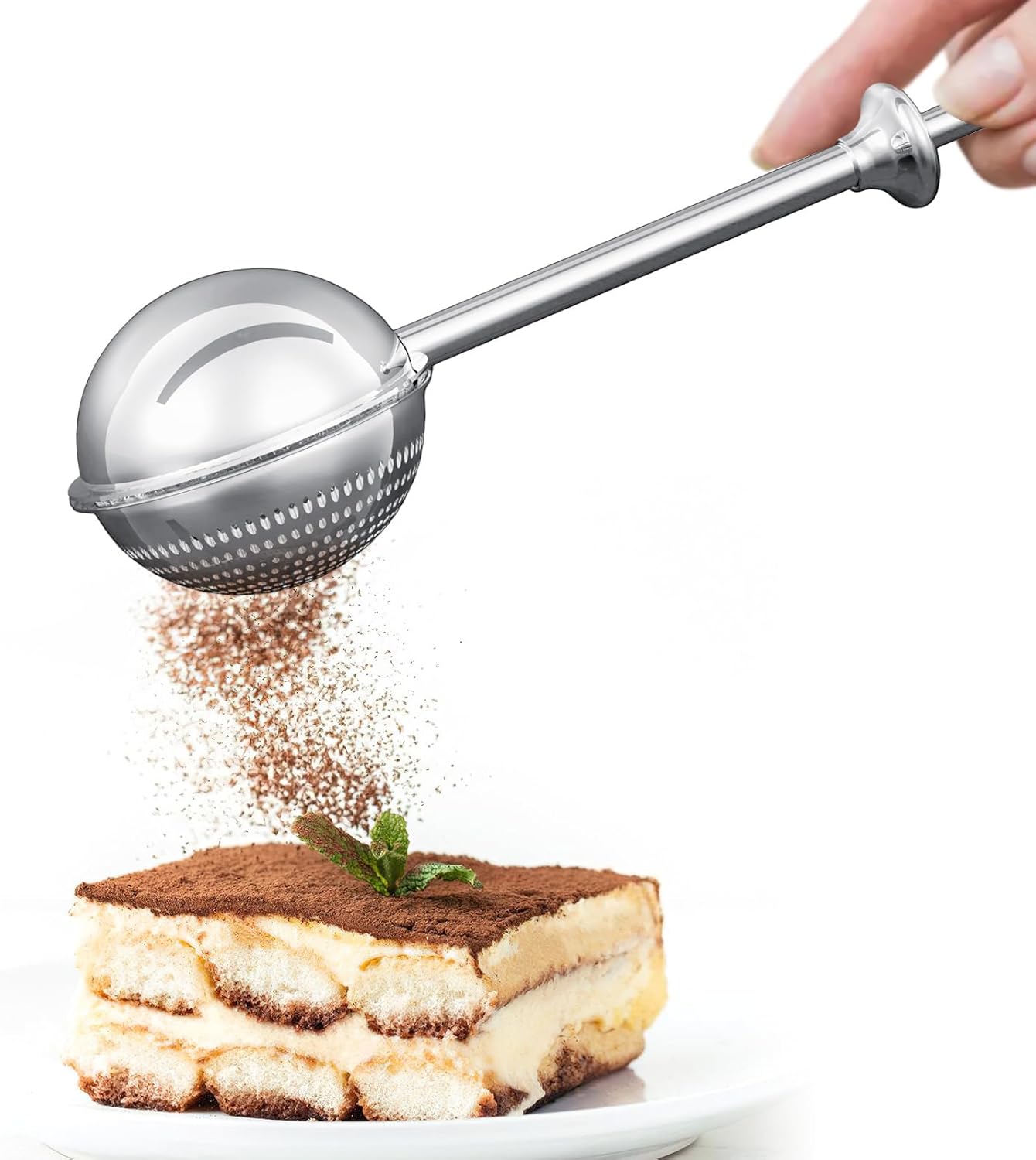 Skiennix Flour Sifter - One-Handed Stainless Steel Baking Tool for Flour, Sugar & Spices